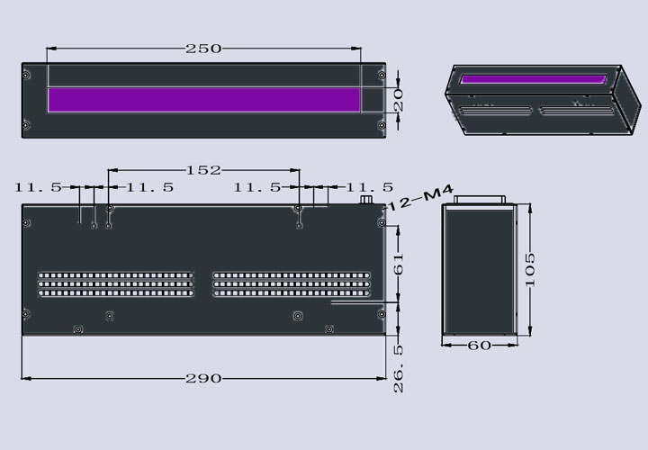 UV膠水固化用UVLED線光源-250×20(圖3) uvled線光源