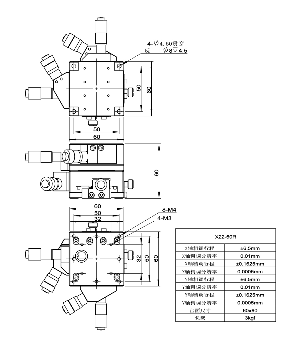 高分辨率位移臺 X22(圖6) X22-60R